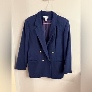 Stephanie Andrews Wool Blazer Double Breasted Gold Button Sz 14